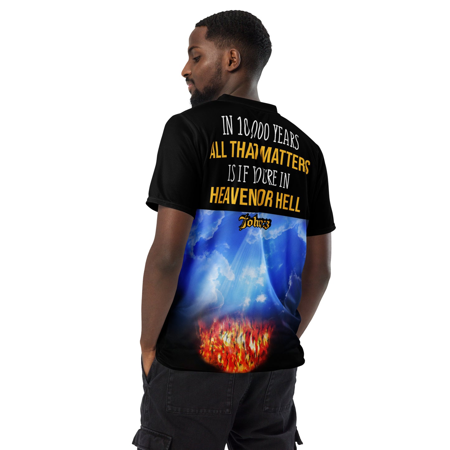 All That Matters Is If You're In Heaven Or Hell Recycled unisex sports jersey
