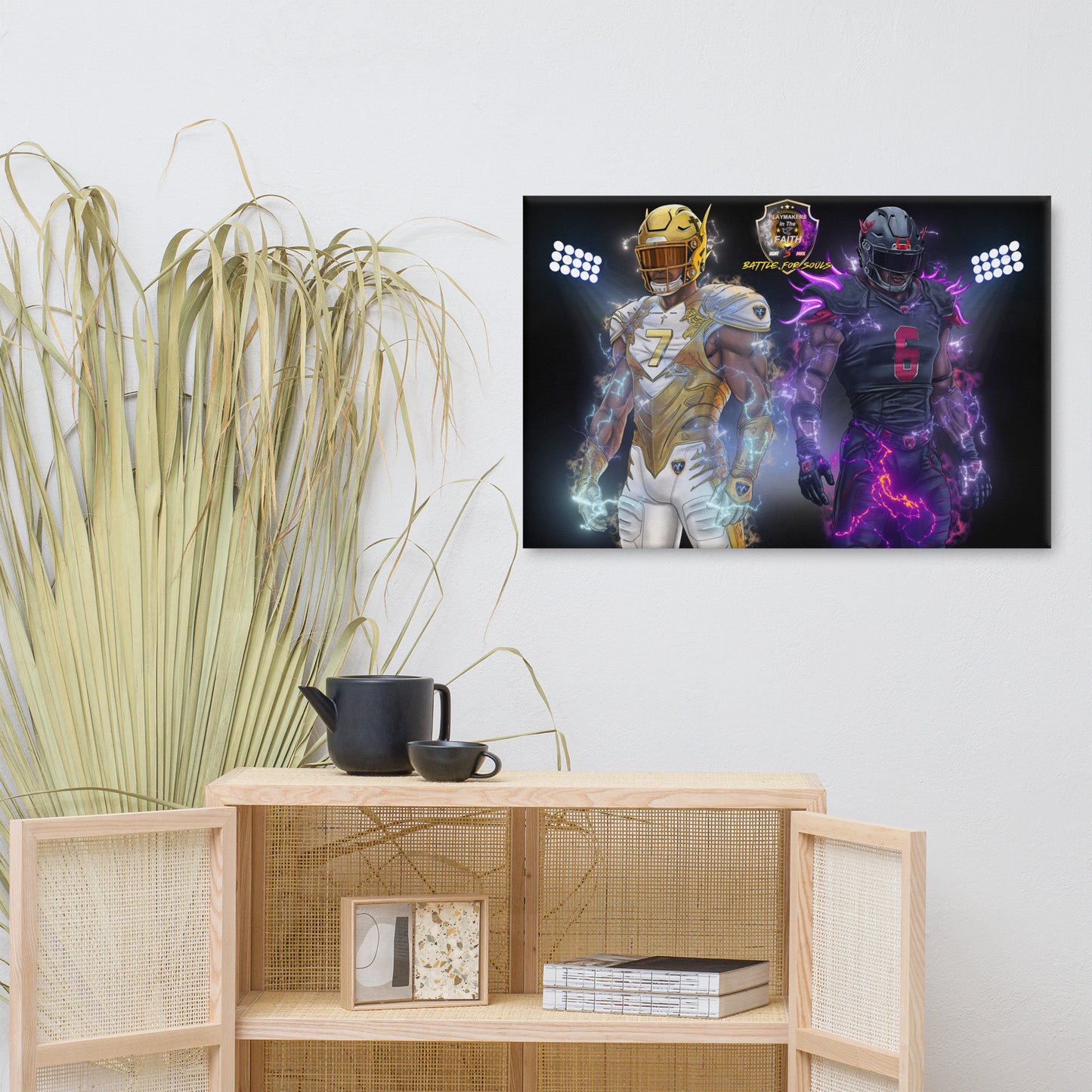 Playmaker Faith vs Dark Football Players Canvas