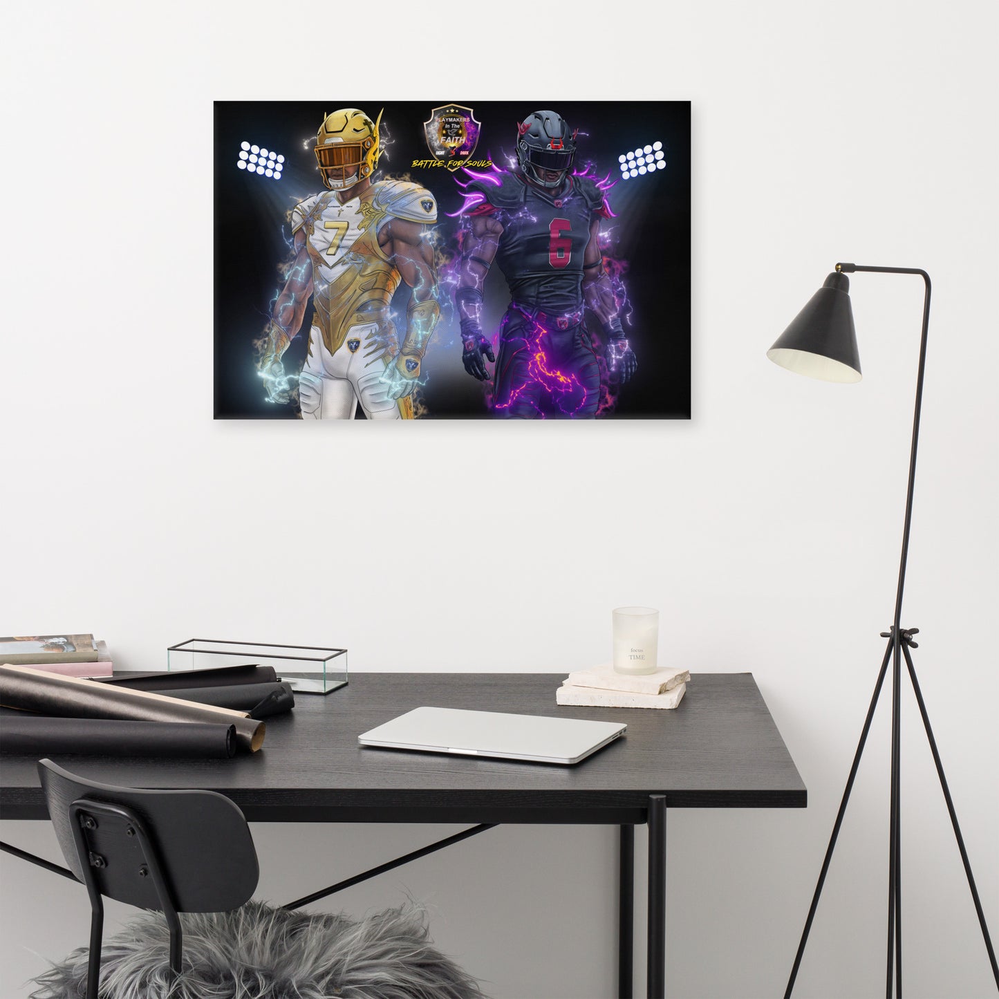 Playmaker Faith vs Dark Football Players Canvas