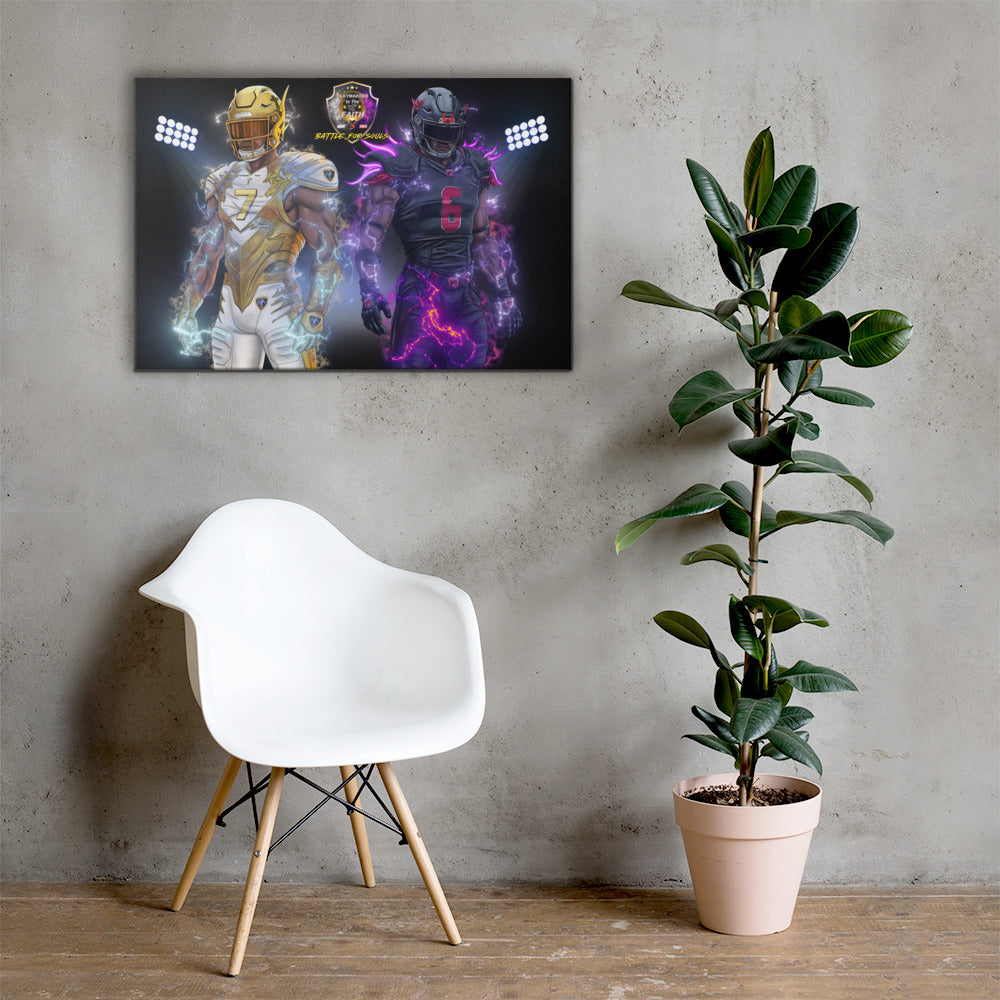 Playmaker Faith vs Dark Football Players Canvas