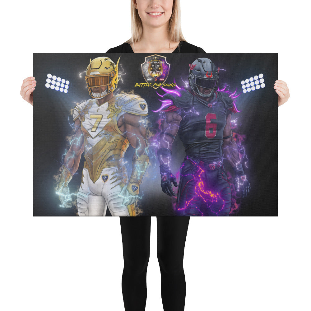 Playmaker Faith vs Dark Football Players Canvas