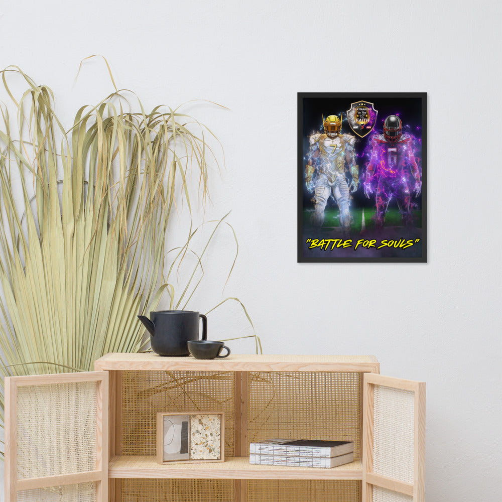 Light vs Dark Battle For Souls Football Framed poster