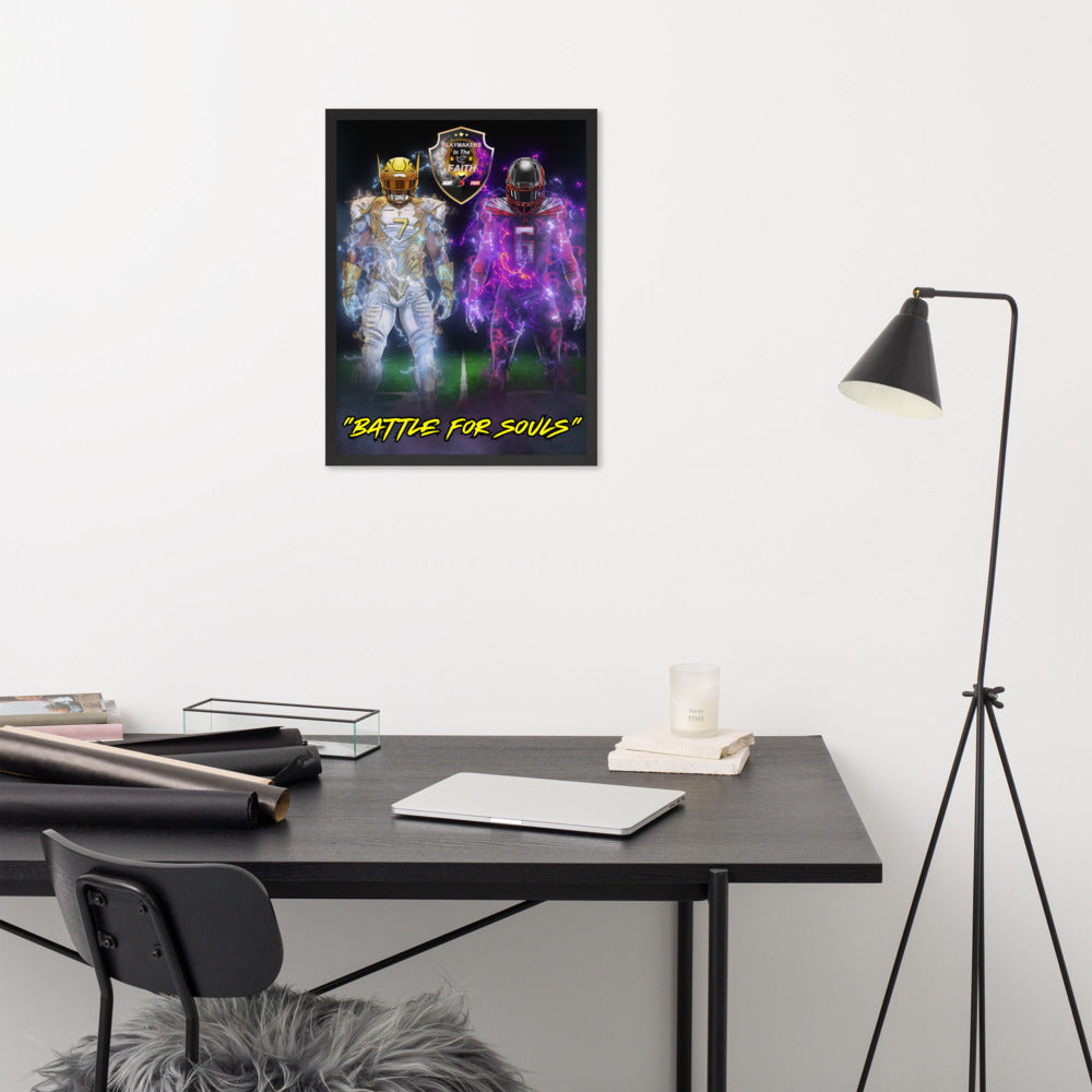 Light vs Dark Battle For Souls Football Framed poster