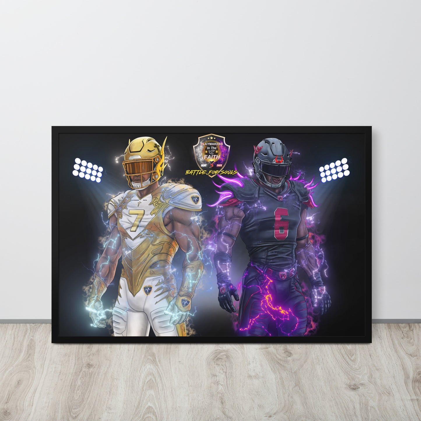 Playmaker Faith vs Dark Football Players Framed poster