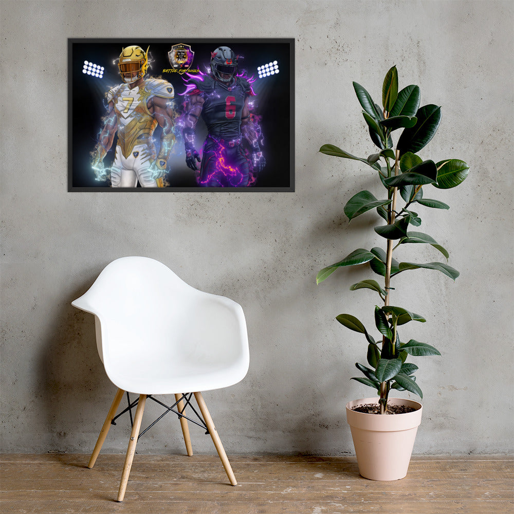 Playmaker Faith vs Dark Football Players Framed poster