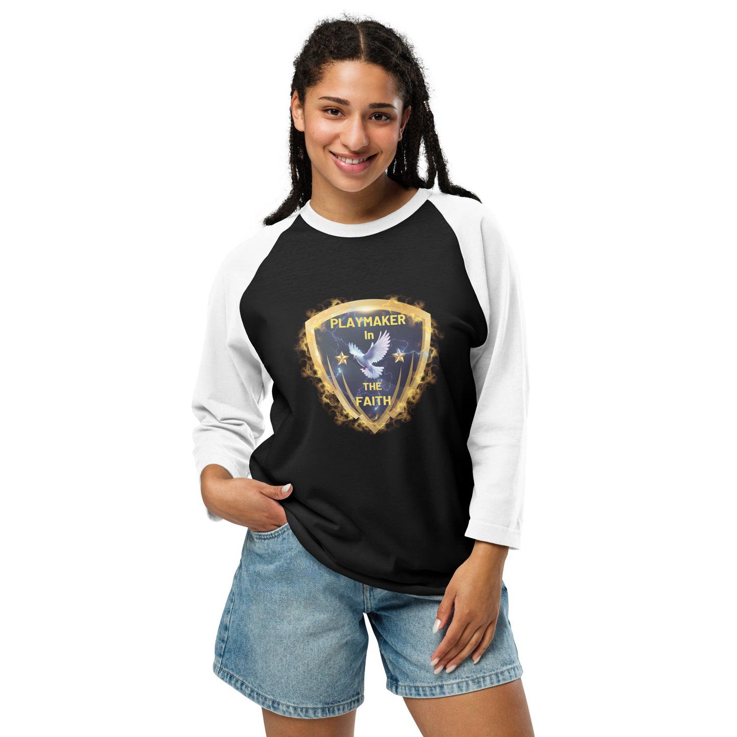 Playmaker In The Faith 3/4 sleeve raglan shirt