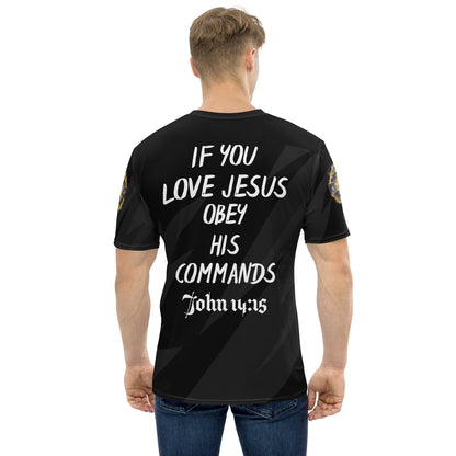 If You Love Jesus Obey His Commands Playmaker Shields Men's t-shirt