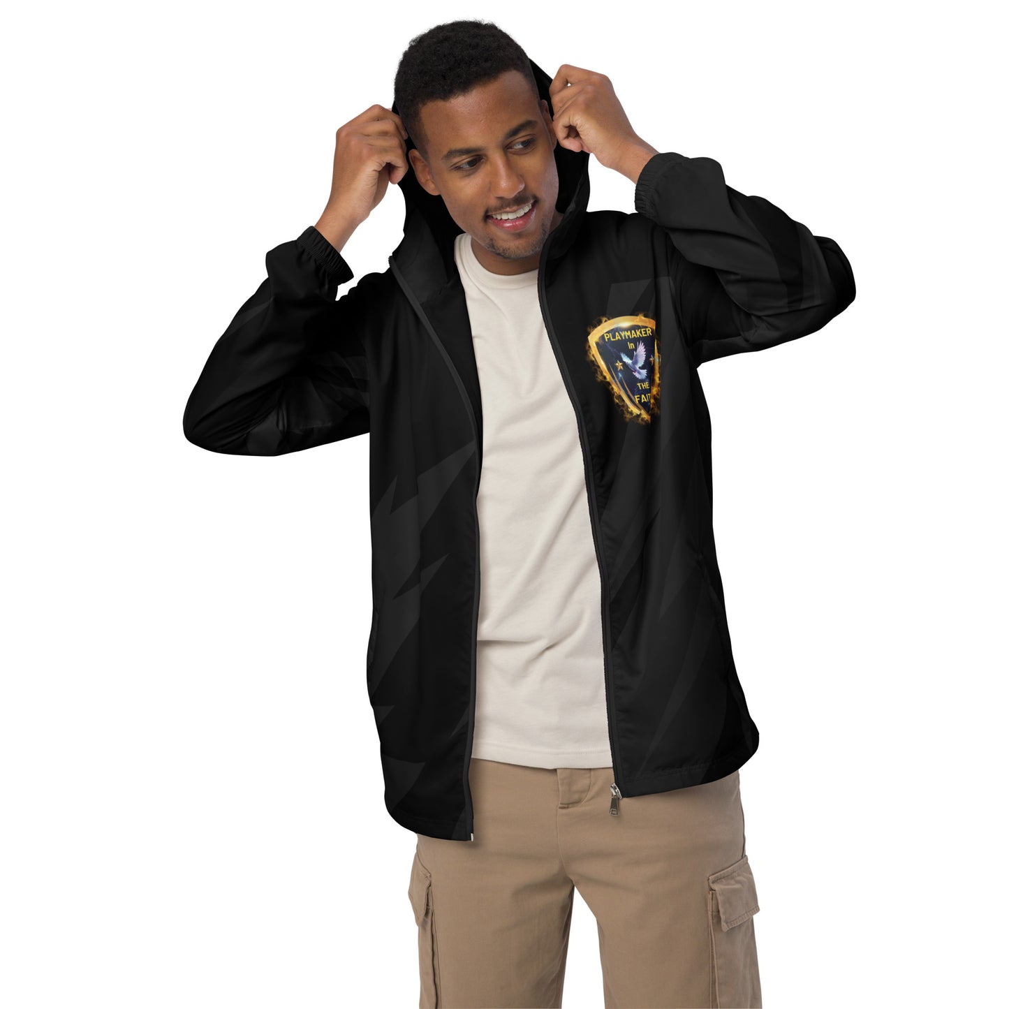 Black Playmaker In The Faith Men’s windbreaker