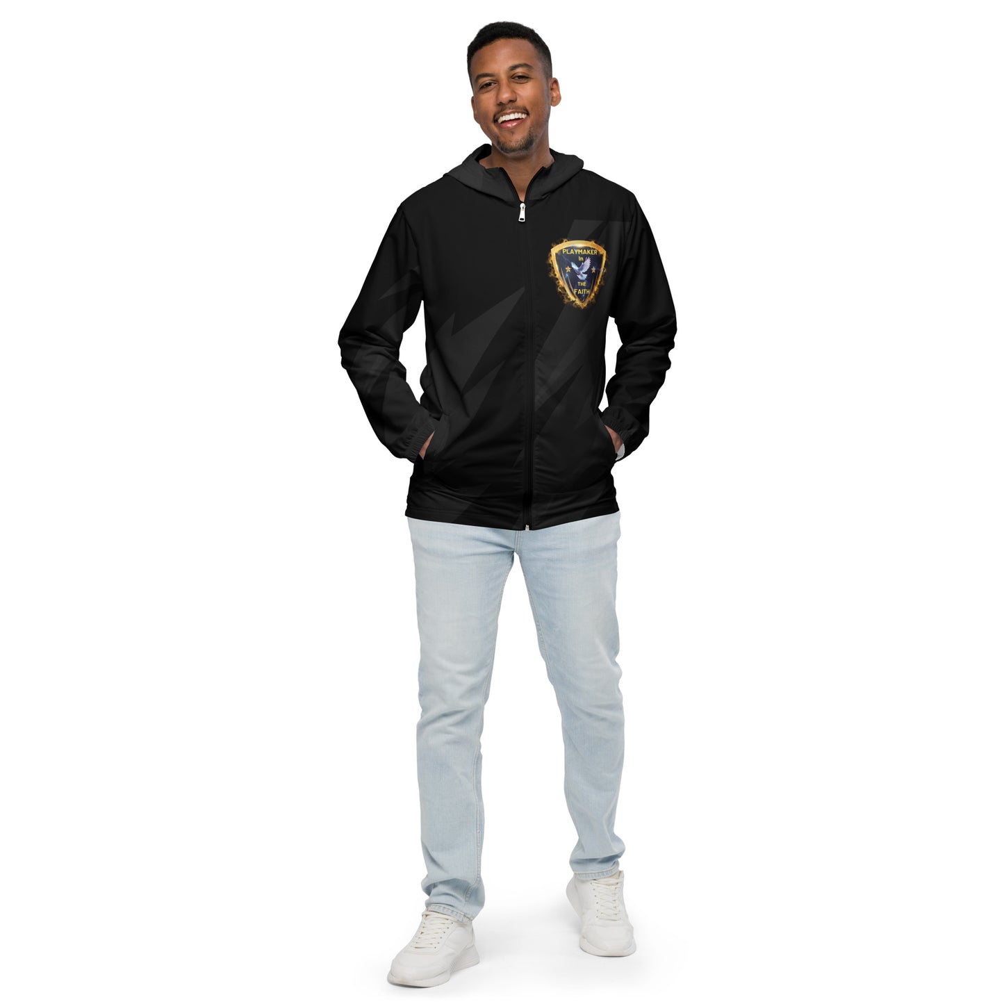 Black Playmaker In The Faith Men’s windbreaker