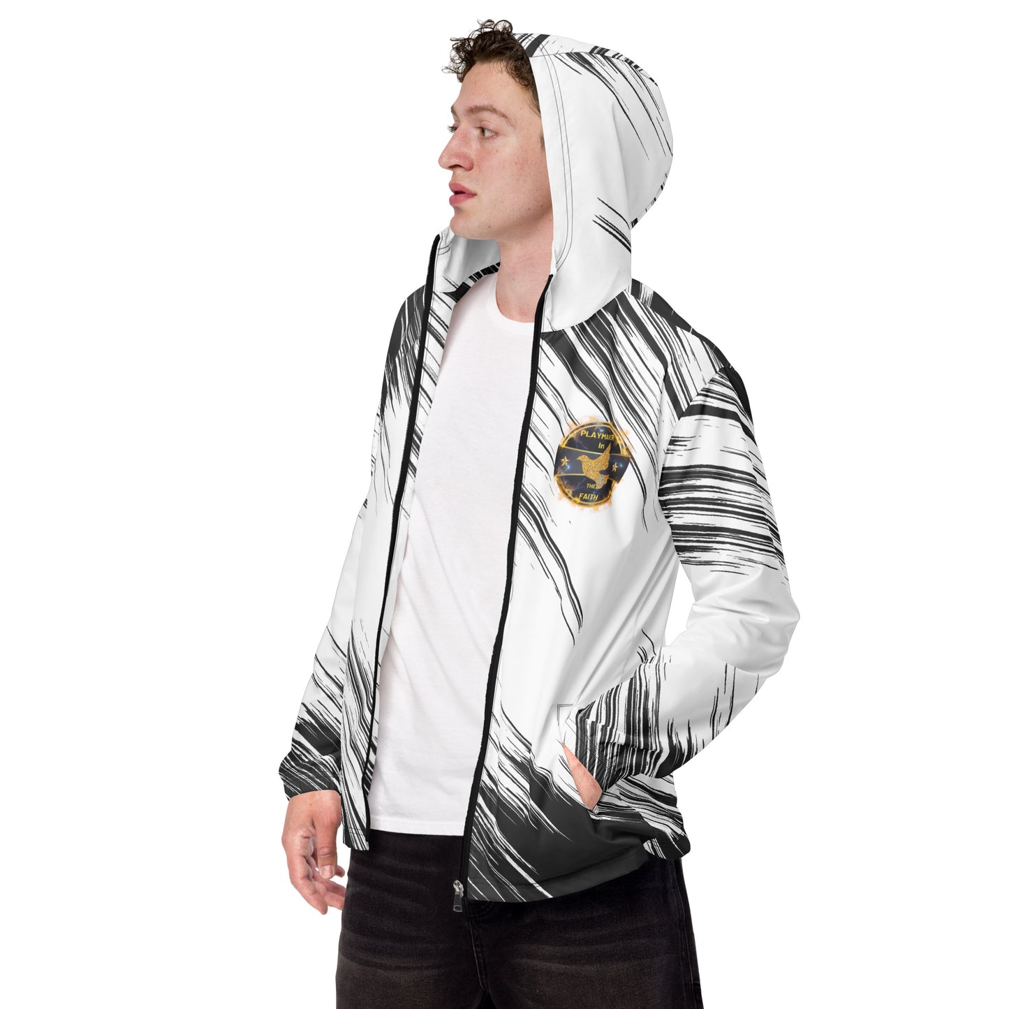 White & Black Playmakers Shield Men’s windbreaker