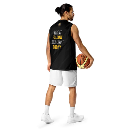 Repent & Follow Jesus Recycled unisex basketball jersey