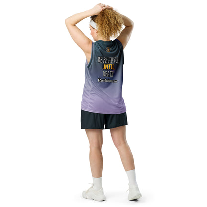 "Be Faithful Until Death" Playmaker In The Faith Recycled unisex basketball jersey