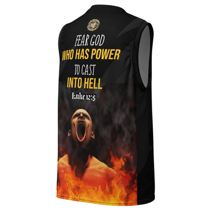 Fear God Who Has Power To Cast Into Hell Recycled unisex basketball jersey