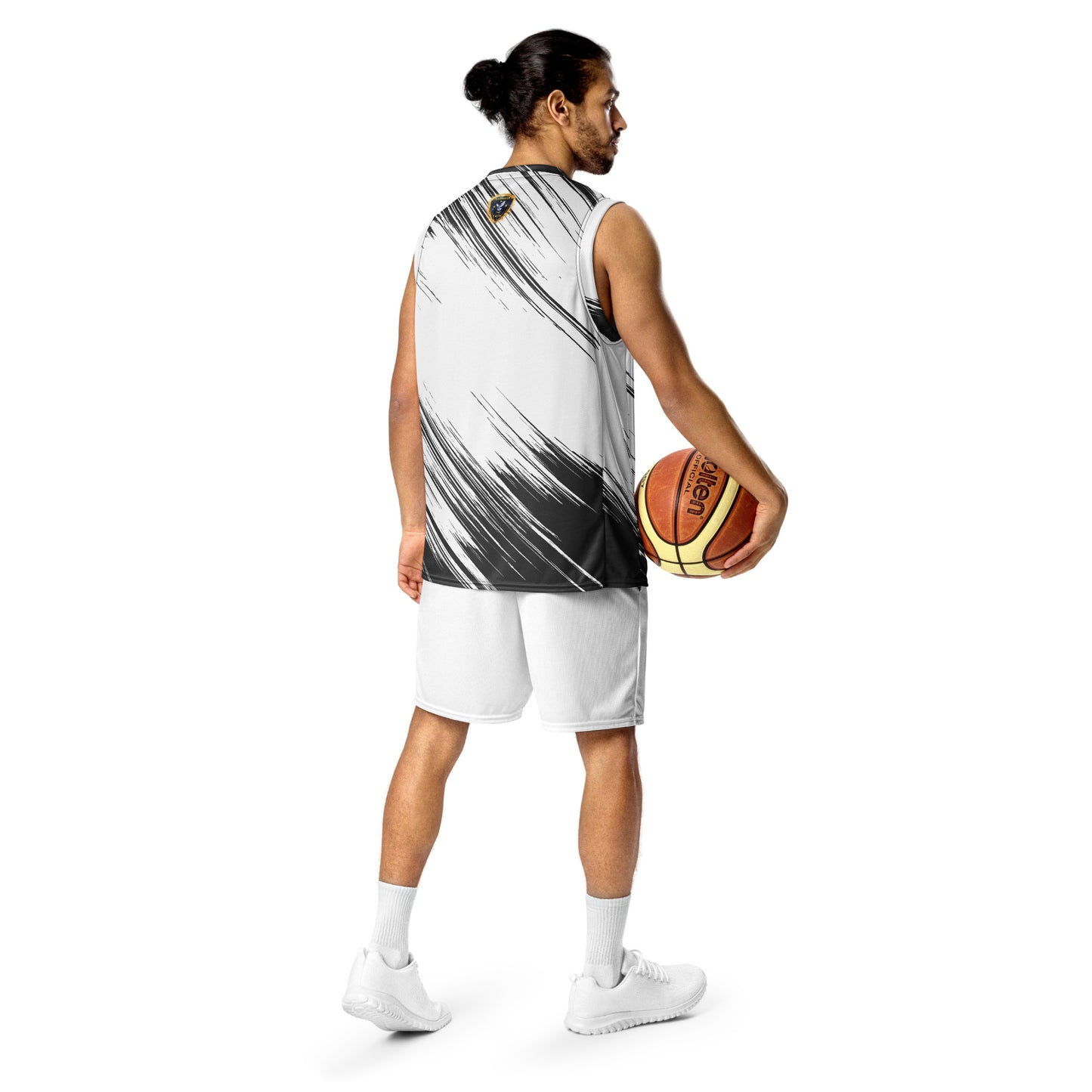 Universal Athlete Black & White Recycled unisex basketball jersey