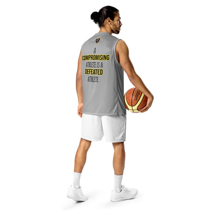 Universal Athlete Compromising Quote Recycled unisex basketball jersey