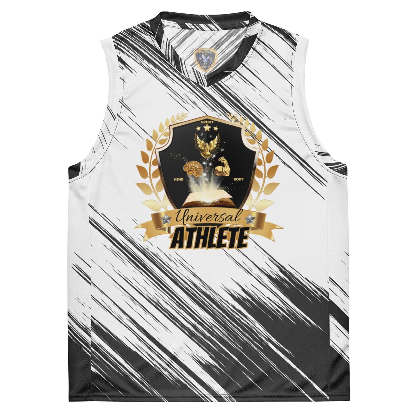 Universal Athlete Black & White Recycled unisex basketball jersey