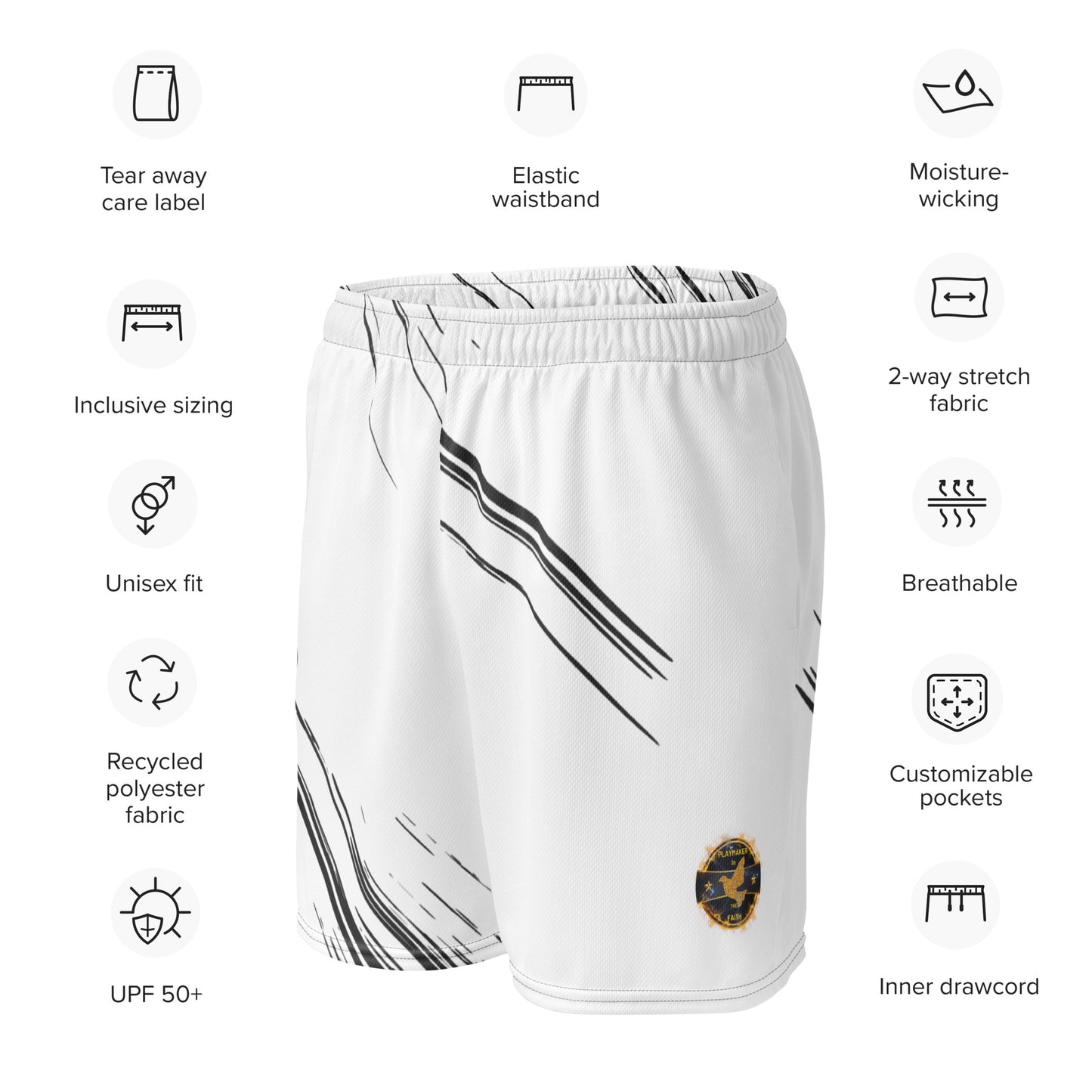 White& Black Playmaker In The Faith Unisex mesh shorts