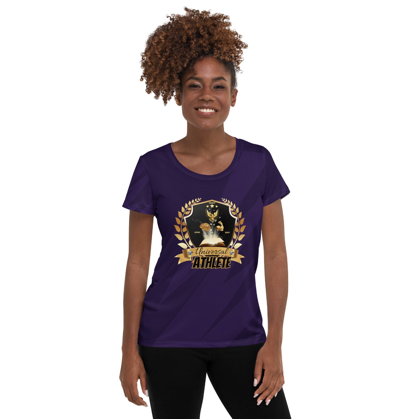 Universal Athlete Spirit Soul Body Purple All-Over Print Women's Athletic T-shirt