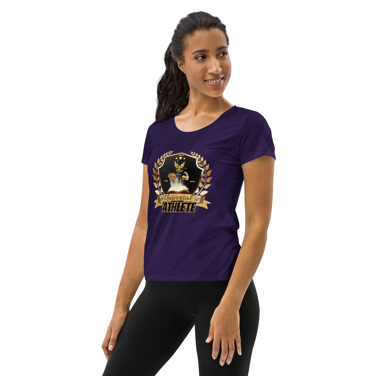 Universal Athlete Spirit Soul Body Purple All-Over Print Women's Athletic T-shirt