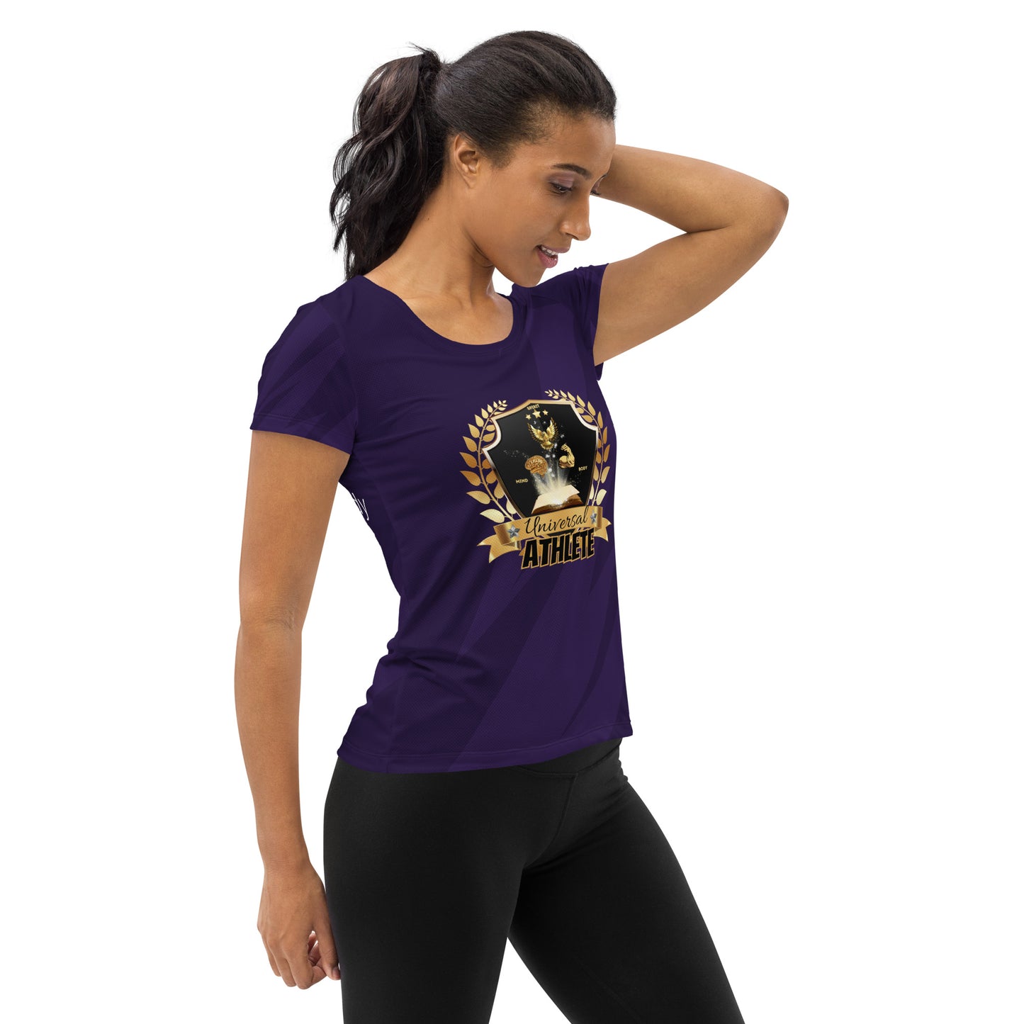 Universal Athlete Spirit Soul Body Purple All-Over Print Women's Athletic T-shirt