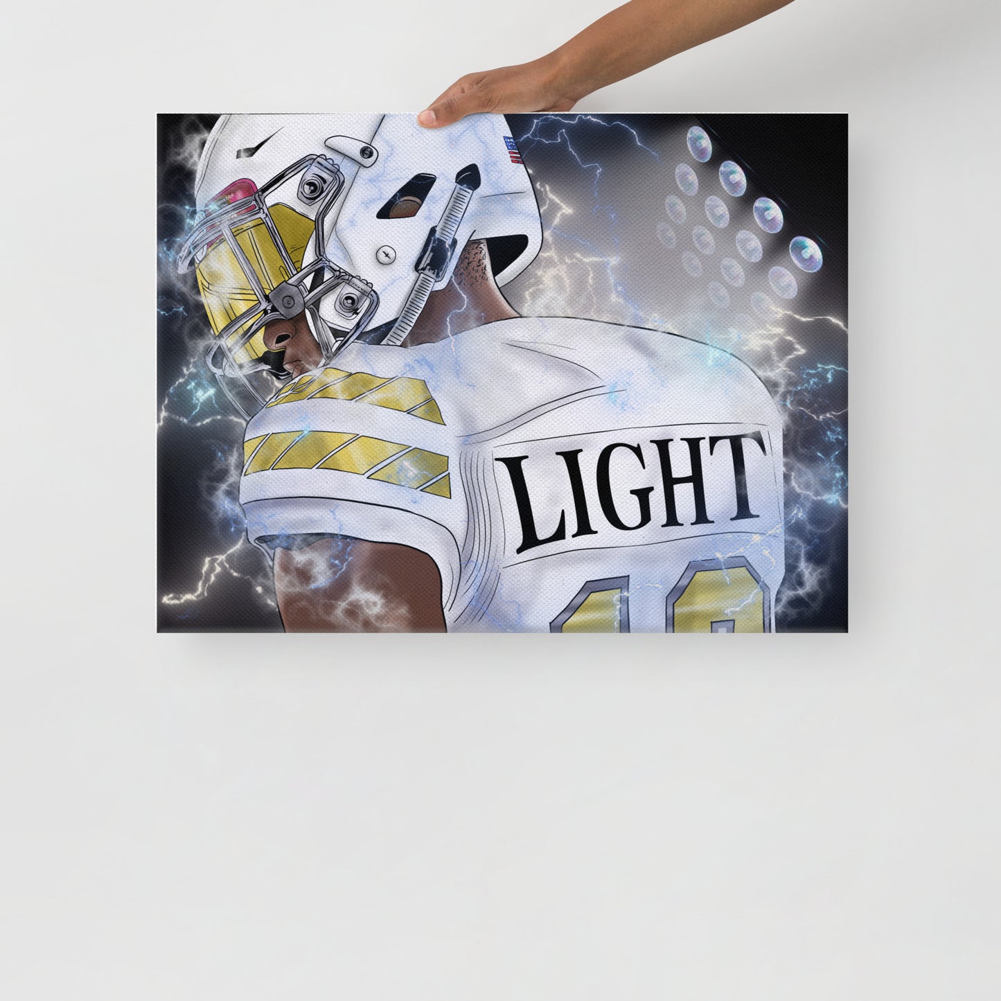 Playmaker In The Faith Light Player Back Canvas