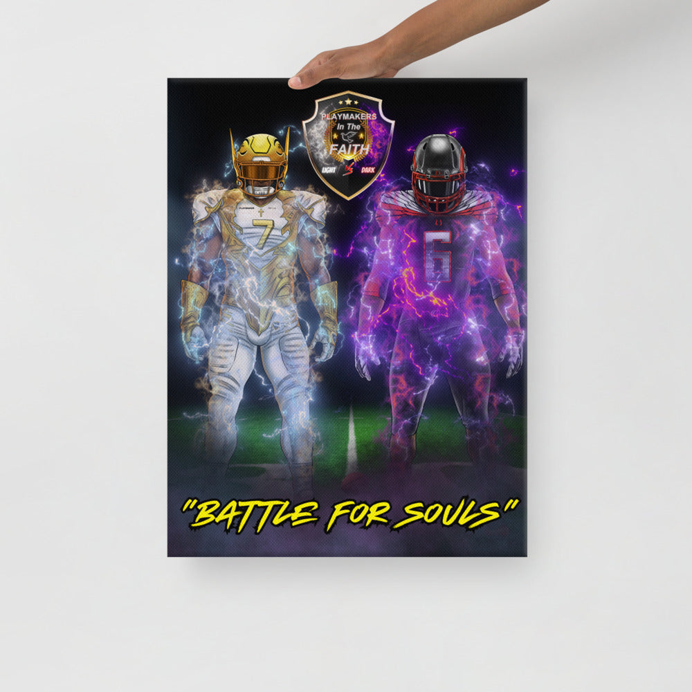 Light vs Dark Battle For Souls Football Canvas