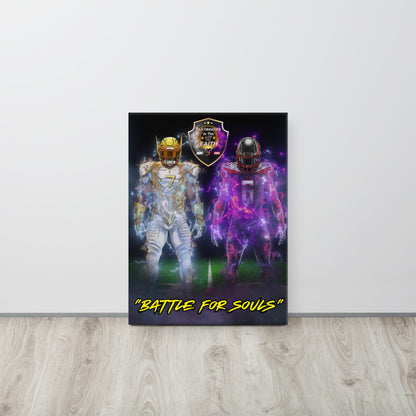 Light vs Dark Battle For Souls Football Canvas