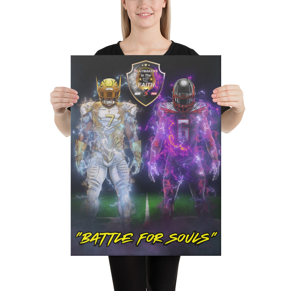 Light vs Dark Battle For Souls Football Canvas