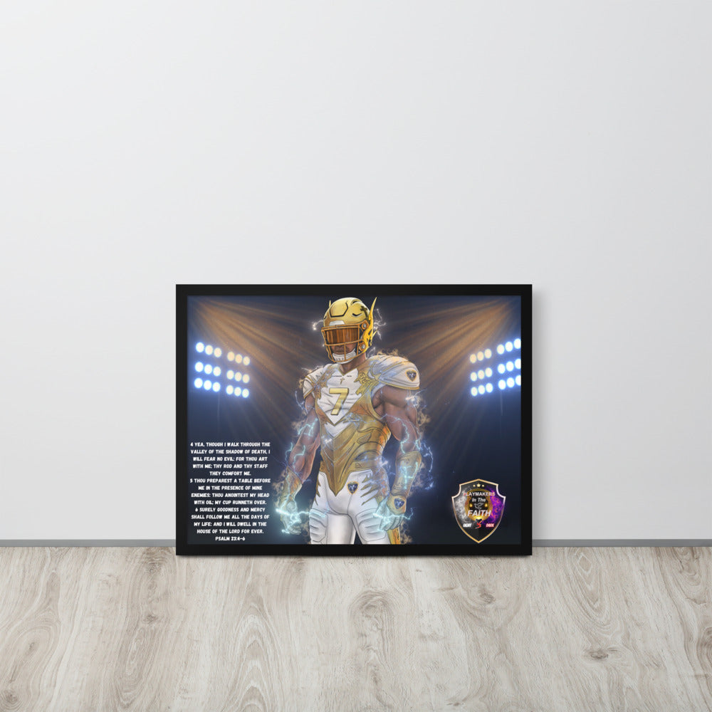 Playmaker In The Faith Psalm 23 Framed poster