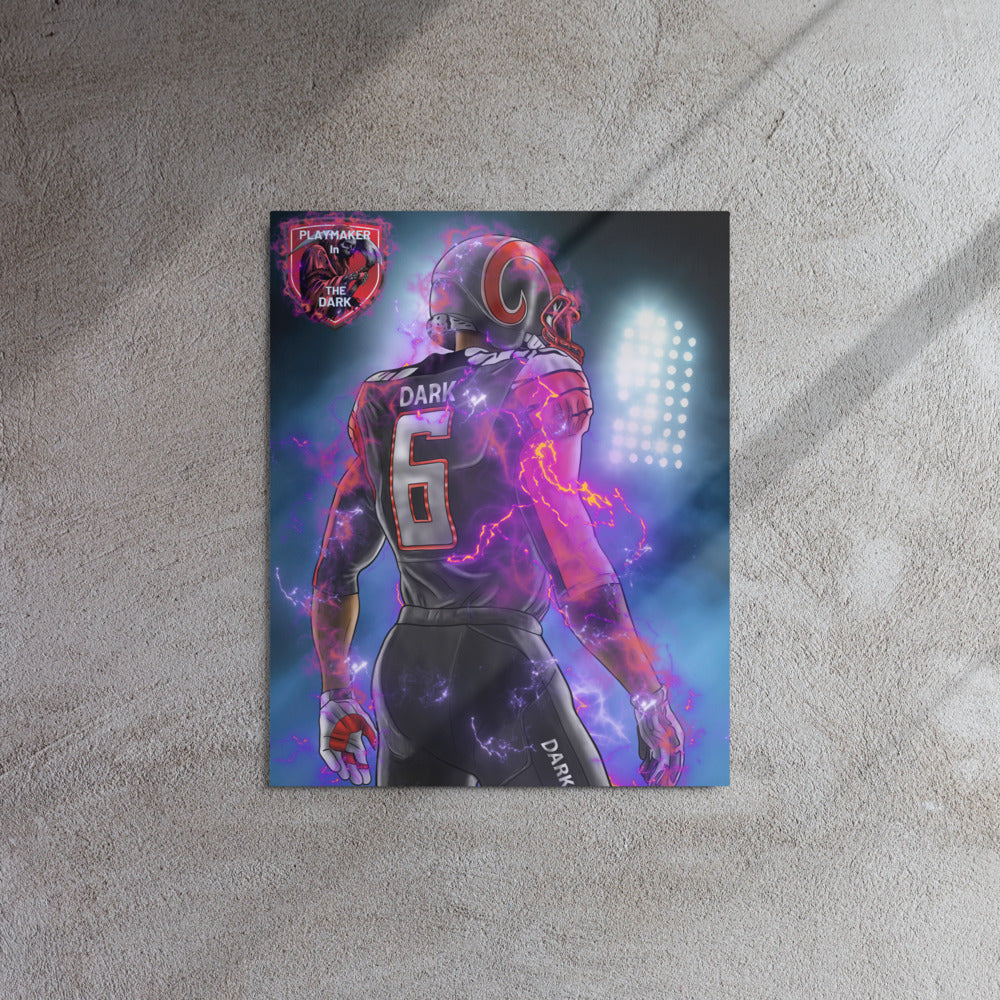 Playmaker In The Dark Back Metal prints