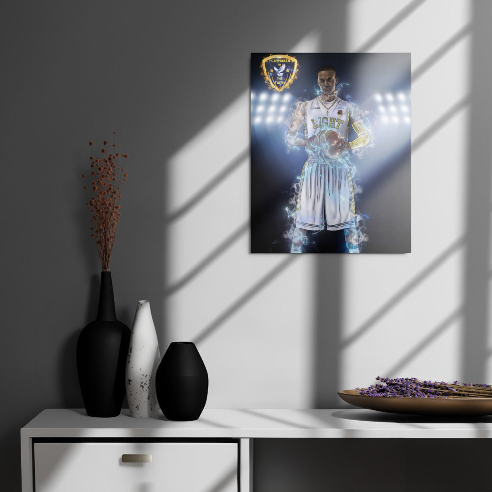 Playmaker In The Faith Basketball Metal prints