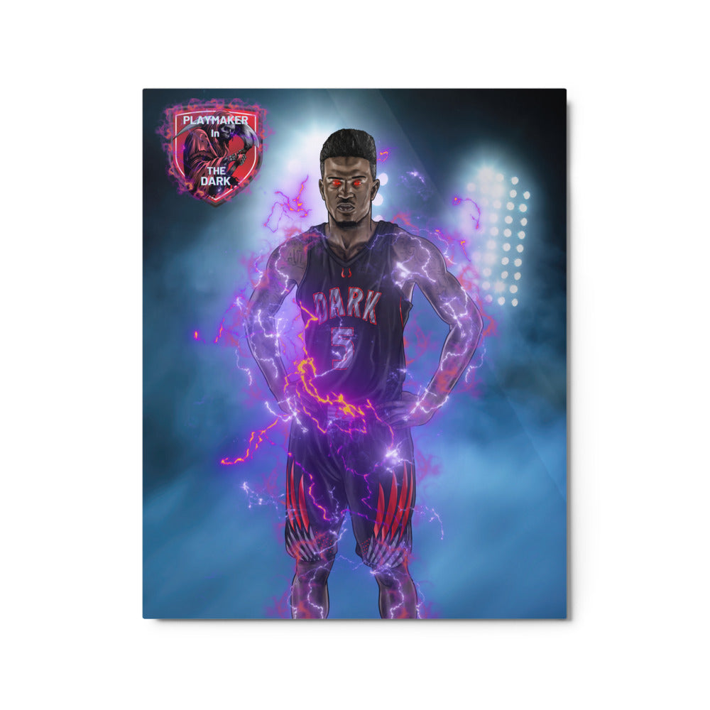 Playmaker In The Dark Basketball Metal prints