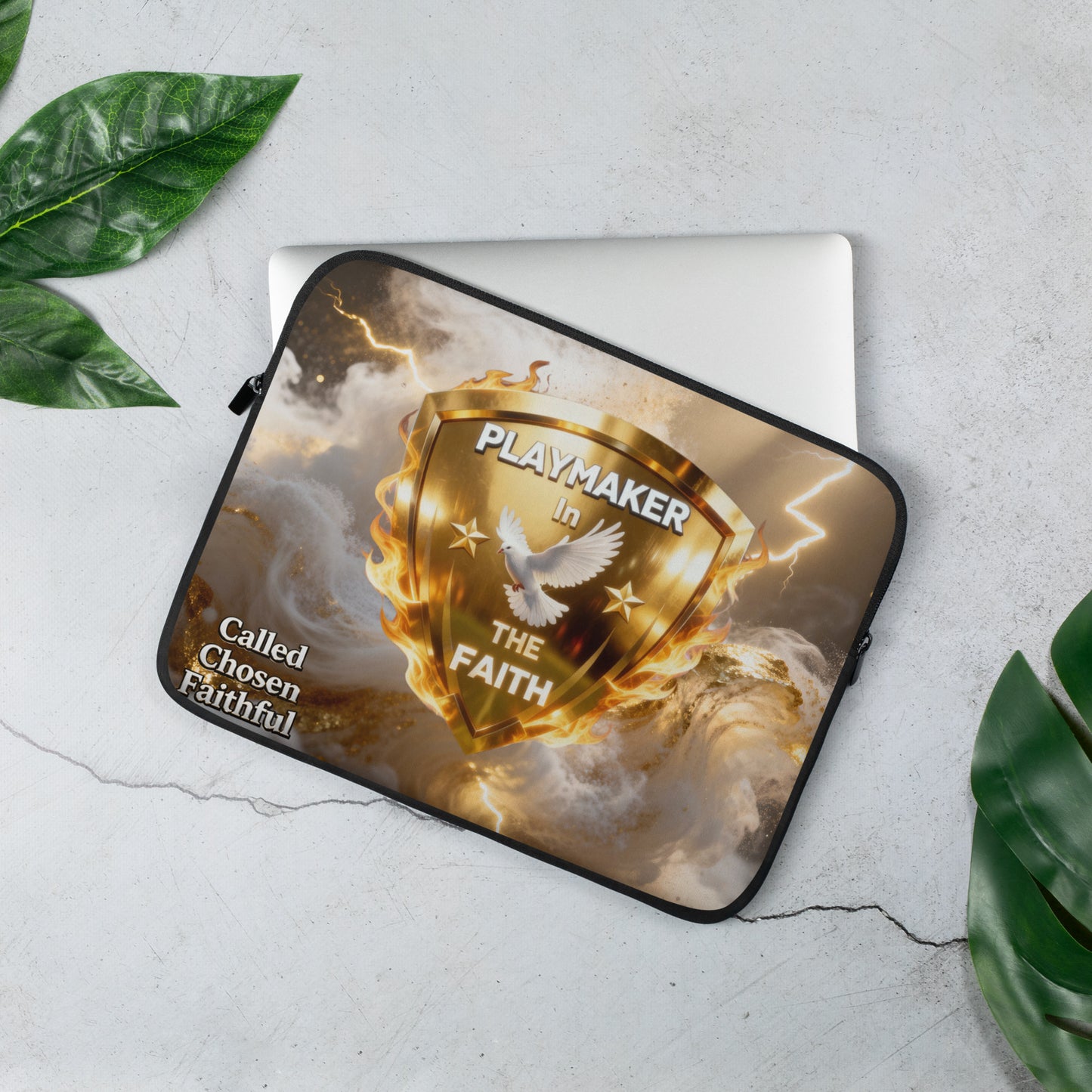 Playmaker In The Faith Gold Shield Laptop Sleeve