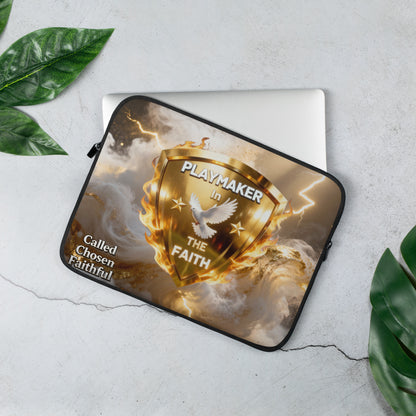 Playmaker In The Faith Gold Shield Laptop Sleeve