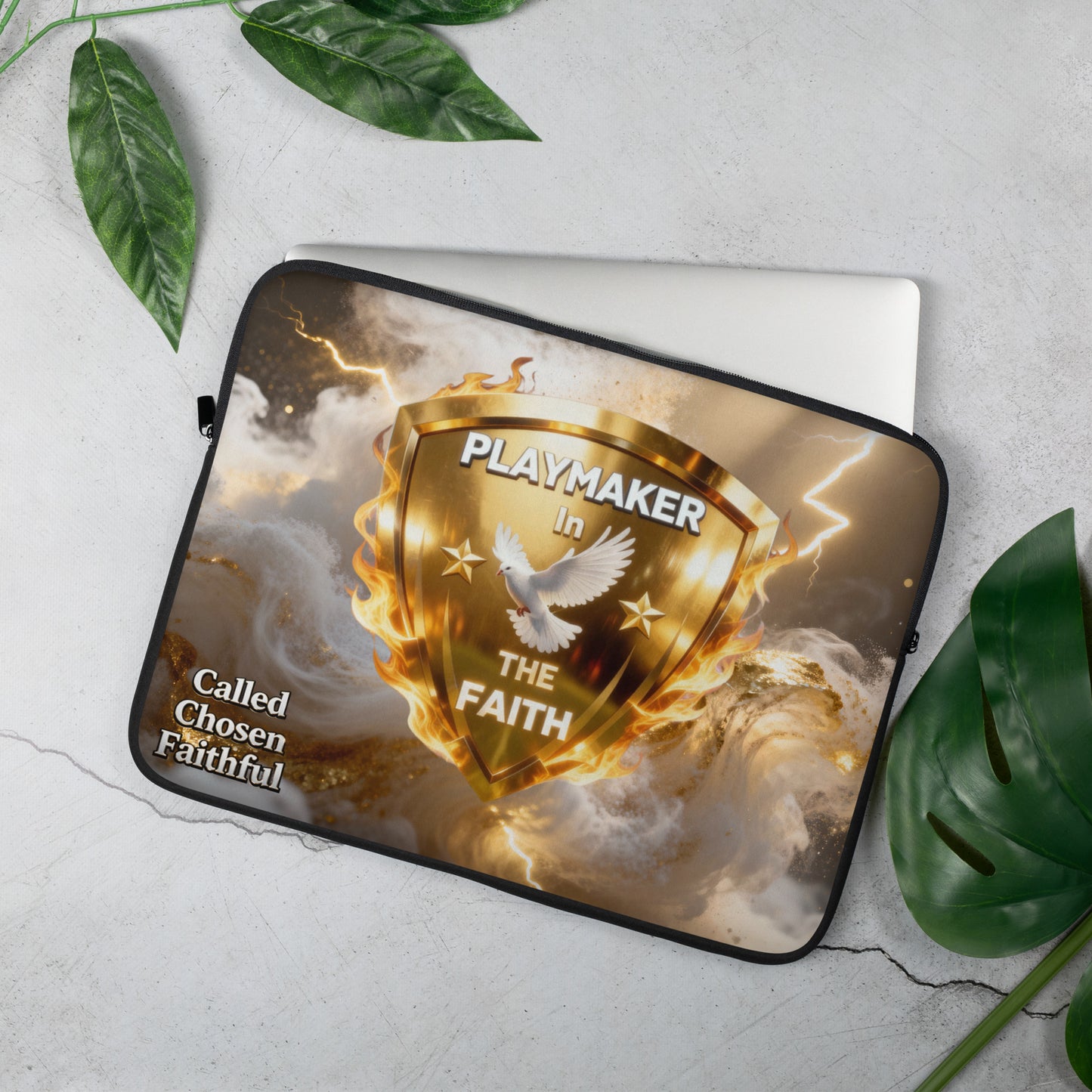 Playmaker In The Faith Gold Shield Laptop Sleeve